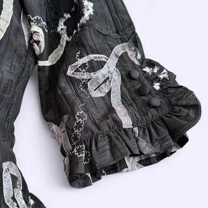 Vintage Agora Embroidered Coquette Blazer Shirt Ribbon Ruffle Jacket